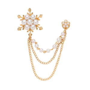 minimalist pearl snowflake brooch