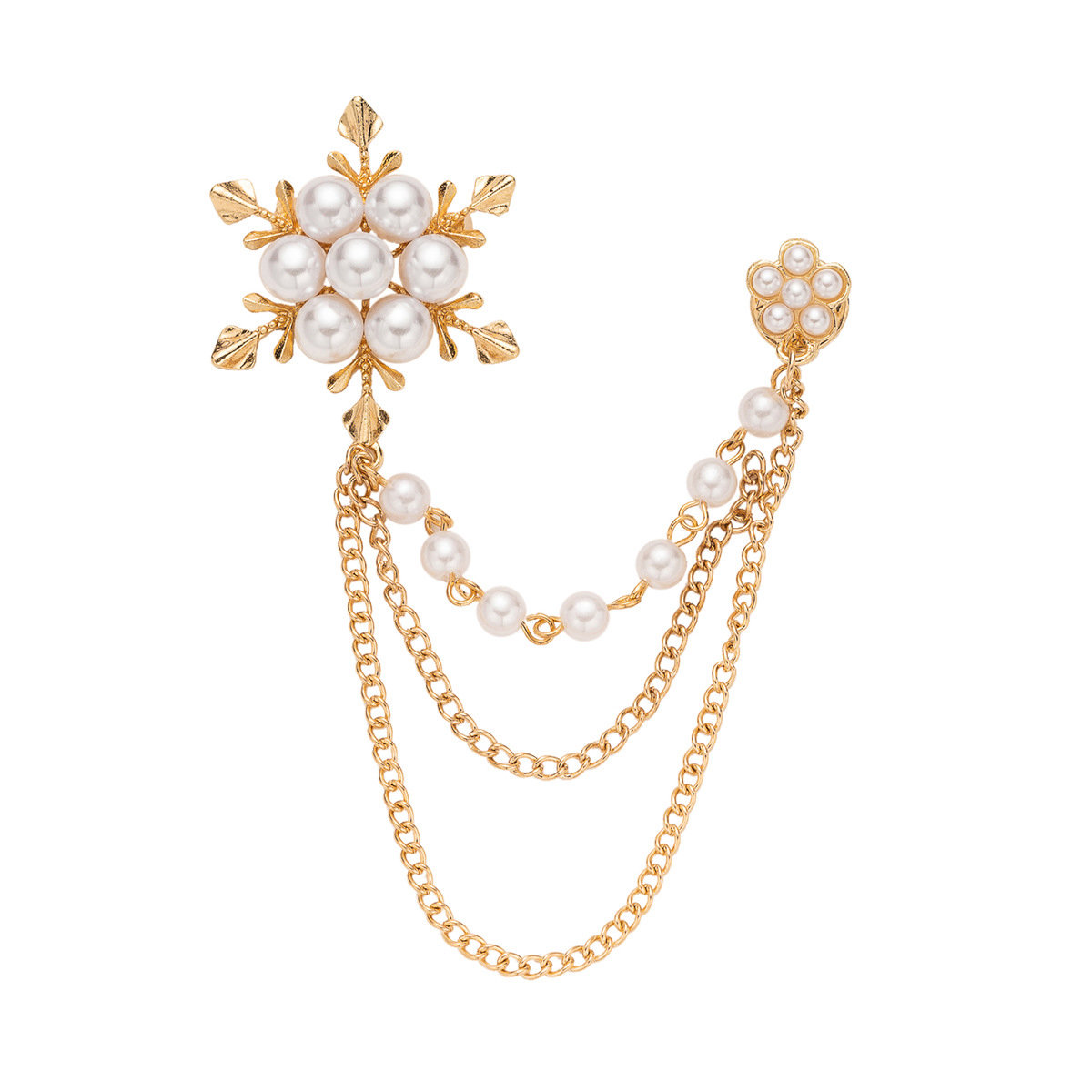 minimalist pearl snowflake brooch