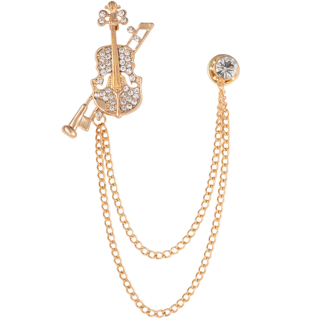 crystal violin brooch pin