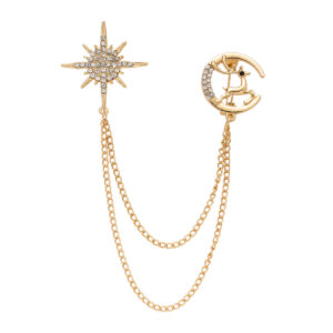 star deer chain brooch pin