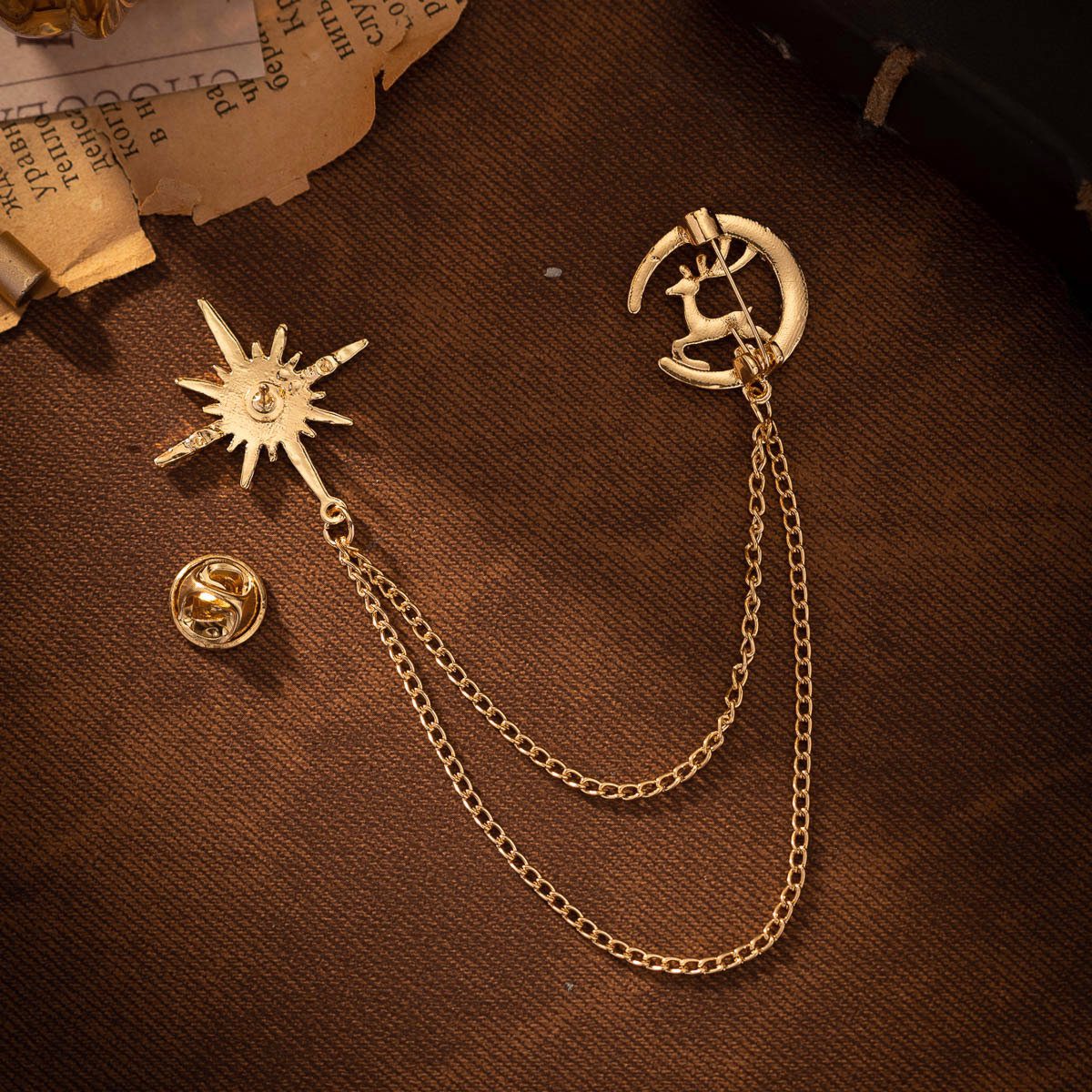 octagram star brooch pin