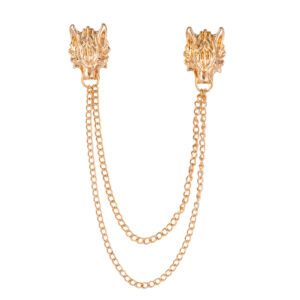 chain wolf head brooch pin