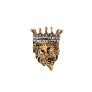 vintage lion head rhinestone brooch