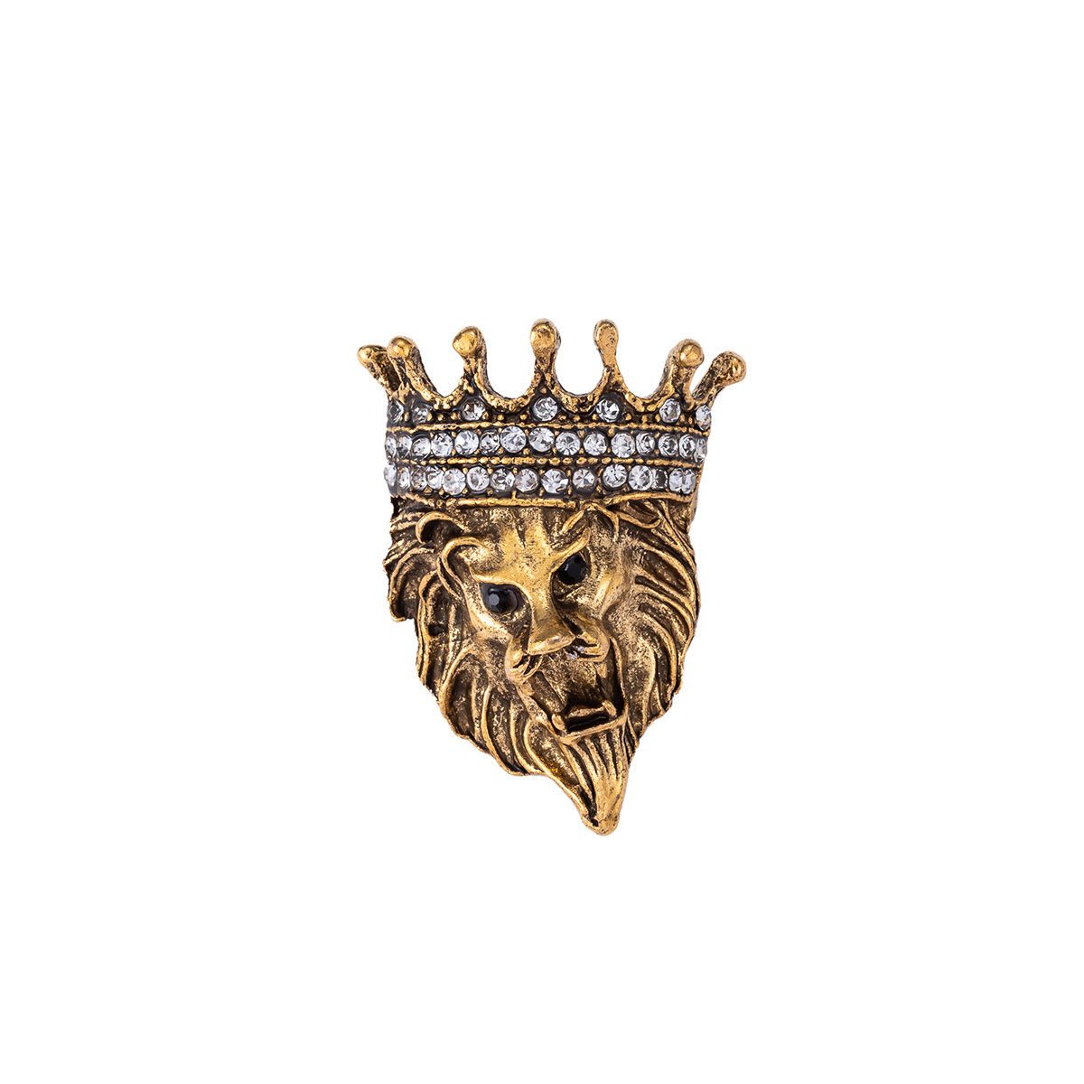 vintage lion head rhinestone brooch