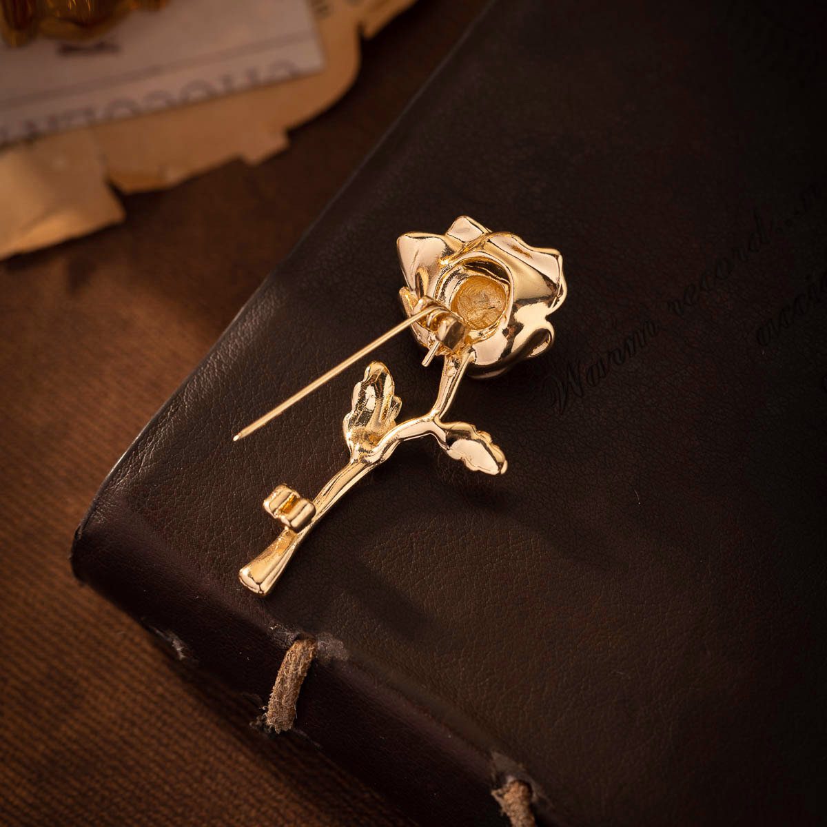 minimalist rose brooch pin